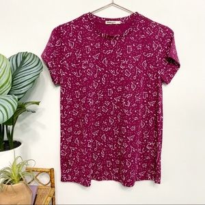 NWT Marine Layer Swing Crew Tee Cabernet Zodiac Print in size Small